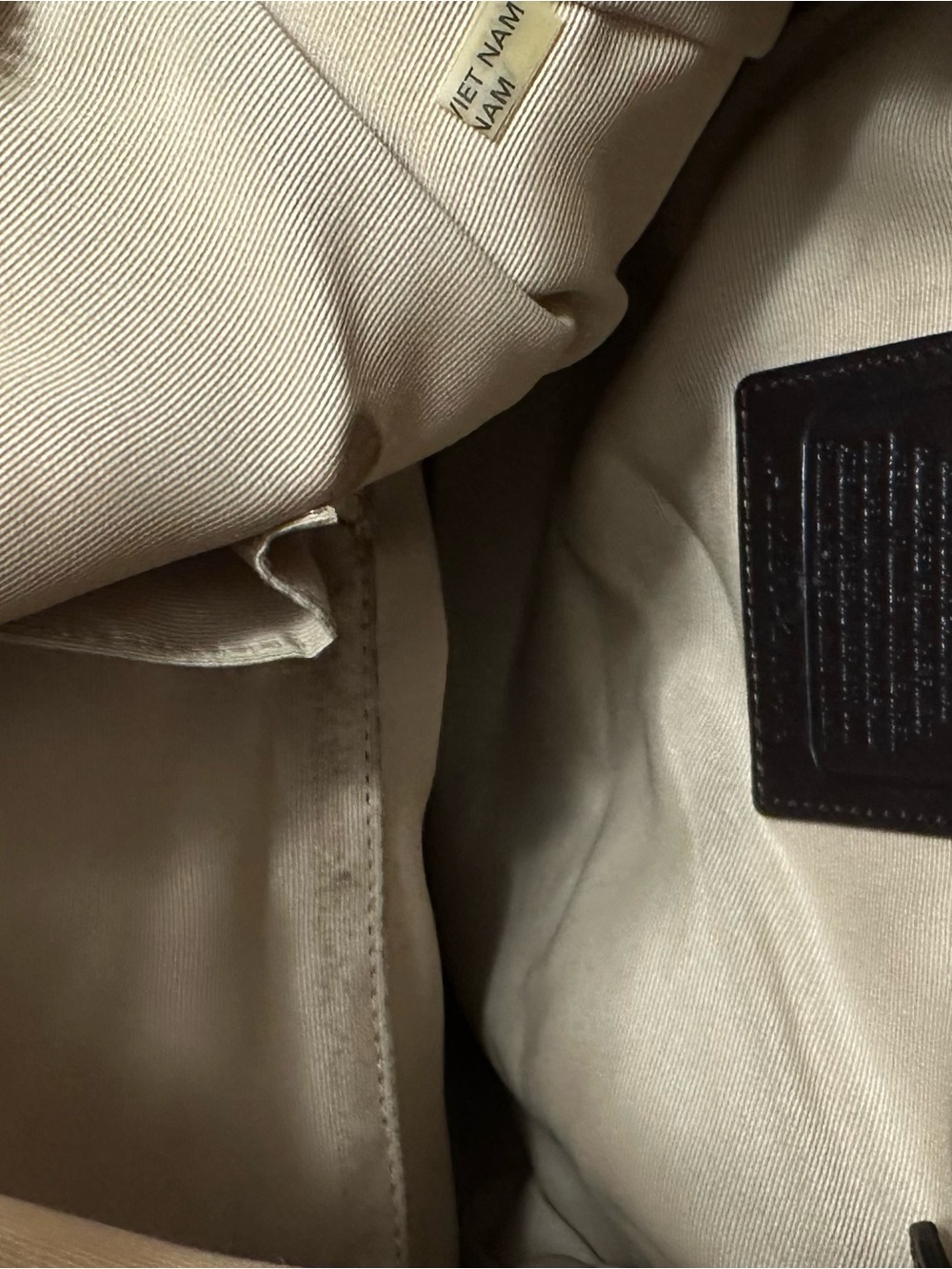Coach Khaki Signature Canvas with Dark Brown Leather Trim - Picture 9 of 11